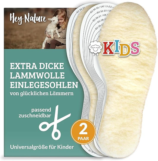 Zuschneidbare Kinder-Wollsohlen (Universalgröße von Gr. 22-35), 2 Paar